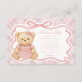Pink Coquette Bow Bear Plaid Books for Baby Card Tilläggskort