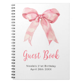 Pink Coquette Bow Birthday Party Guest Book Anteckningsbok
