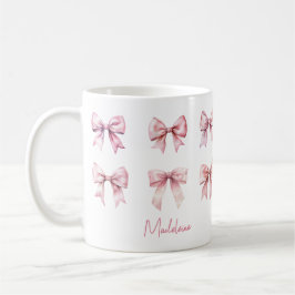 Pink Coquette Bow Custom Name Kaffemugg