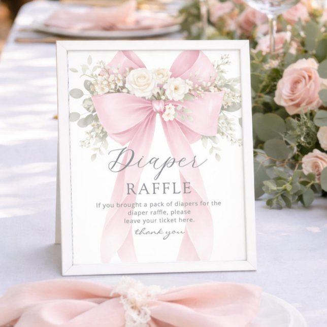 Pink Coquette Bow Diaper raffle Baby shower Poster (Skapare uppladdad)