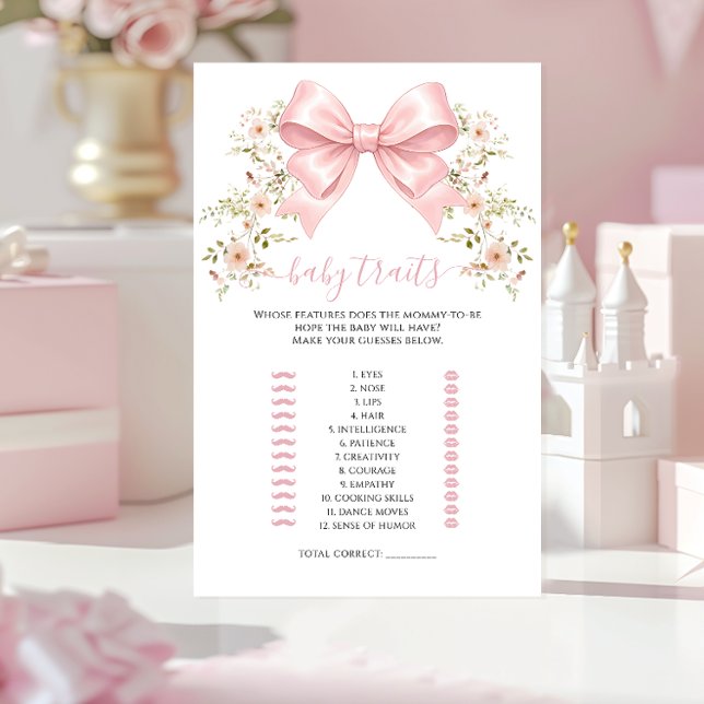 Pink Coquette Bow Floral Baby Traits Shower Games (Skapare uppladdad)