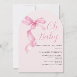 Pink Coquette Bow Girl Oh Baby Shower  Inbjudningar