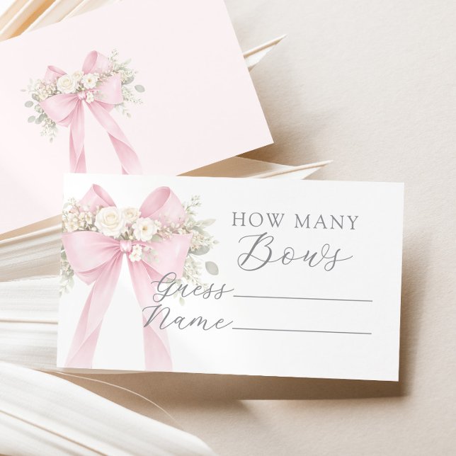 Pink Coquette Bow How Many Bows Baby shower game Tilläggskort (Skapare uppladdad)