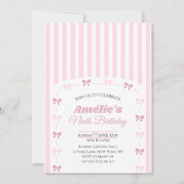 Pink Coquette Bow Ninth Birthday Party  Inbjudningar