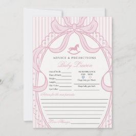 Pink Coquette Bow Rocking Horse Baby Advice Card Inbjudningar