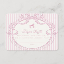 Pink Coquette Bow Rocking Horse Diaper Raffle Card Tilläggskort