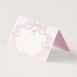 Pink Coquette Bow Rocking Horse Place Card Kort