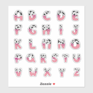 Pink Coquette Cow Print Alphabet Cowgirl Letters Klistermärken