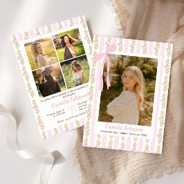 Pink Coquette Floral Graduation Invitation Inbjudningar