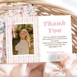 Pink Coquette Floral Graduation Thank You Card Tack Kort