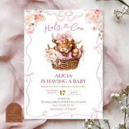 Pink Coquette Girl Highland Cow Baby Shower Inbjudningar