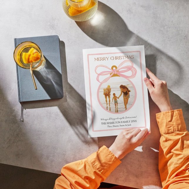 Pink Coquette-julfotkort för helgdag Julkort (Skapare uppladdad)