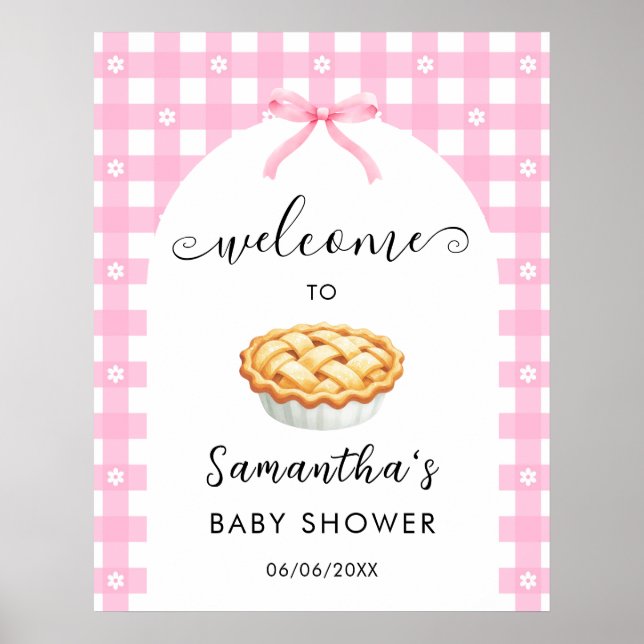 Pink Coquette Pie Baby Shower Welcome Poster (Framsidan)