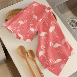 Pink Coral Red Flamingo Pattern Personalized Kökshandduk