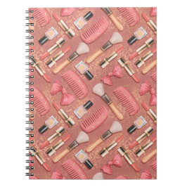 Pink Cosmetics Pattern Glitter Anteckningsbok