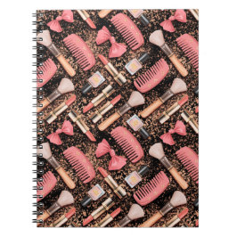 Pink Cosmetics Pattern Glitter Anteckningsbok