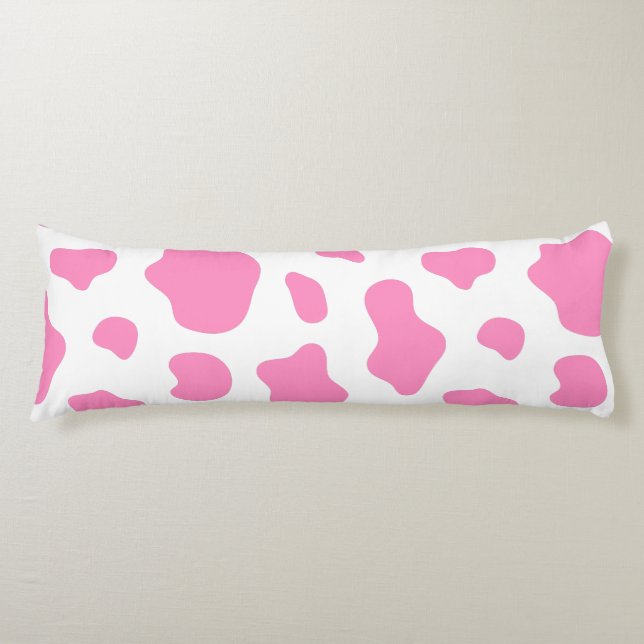 Pink Cow Print Decorative Pillow Kroppskudde (Framsidan)