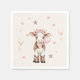 Pink Cowgirl Birthday | Farm Theme 1st Pappersservett