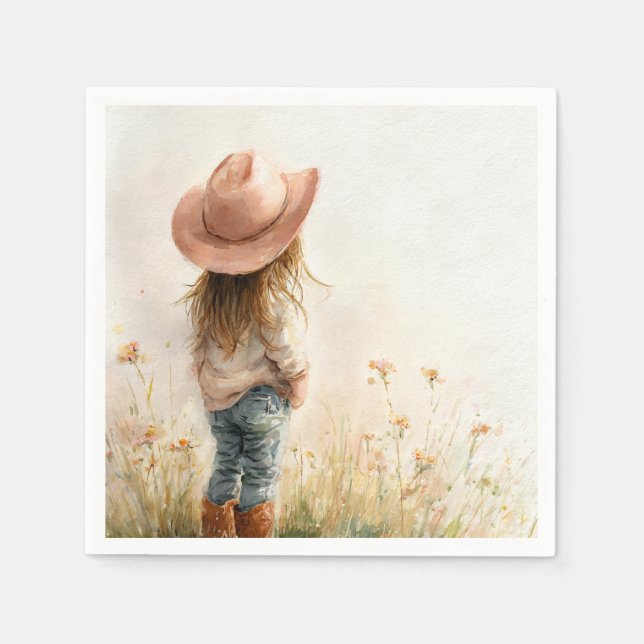 Pink Cowgirl Birthday | Farm Theme 1st  Pappersservett (Framsidan)