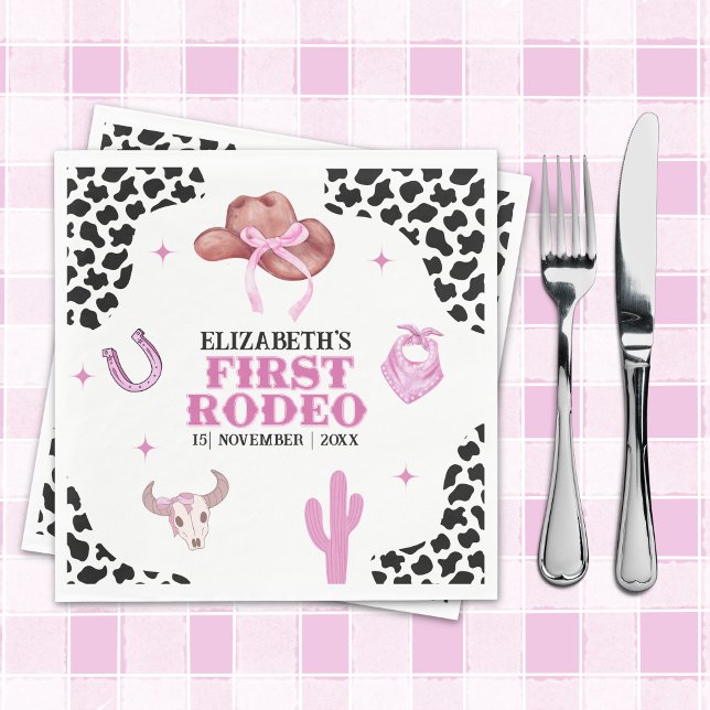 Pink Cowgirl Birthday Party Napkins – First Rodeo  Pappersservett (Skapare uppladdad)