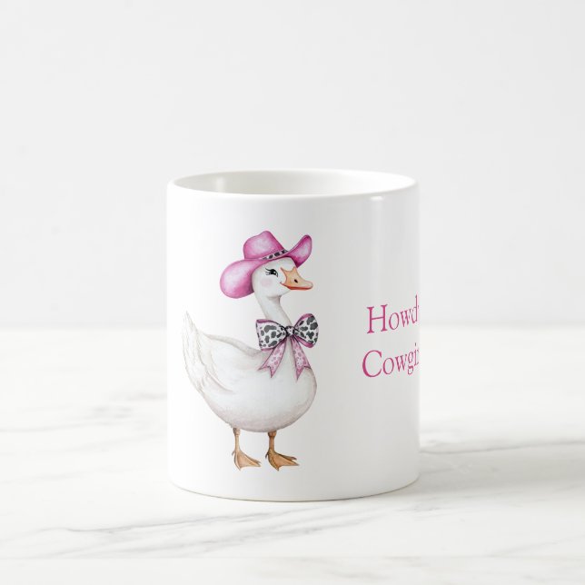 Pink Cowgirl Hat Cow Print Bow Goose Kaffemugg (Center)