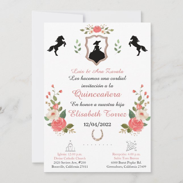 Pink,Cowgirl Western Invitation,Quinceanera Ranch  (Framsida)