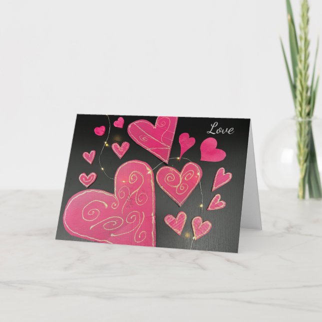 Pink Craft Hearts  Kort (Framsida)