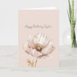 Pink Cream Blush Flower Birthday Kort
