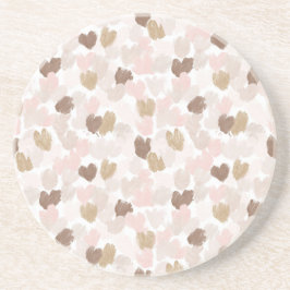 Pink Cream Brown Hearts Underlägg