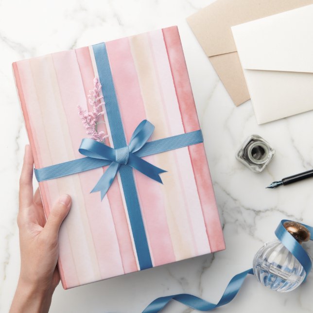 Pink Cream Stripes Birthday Presentpapper (Gifting)
