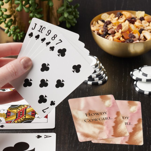 Pink Cream Tan Southwest Cowgirl Cowhide Casinokort (På plats)