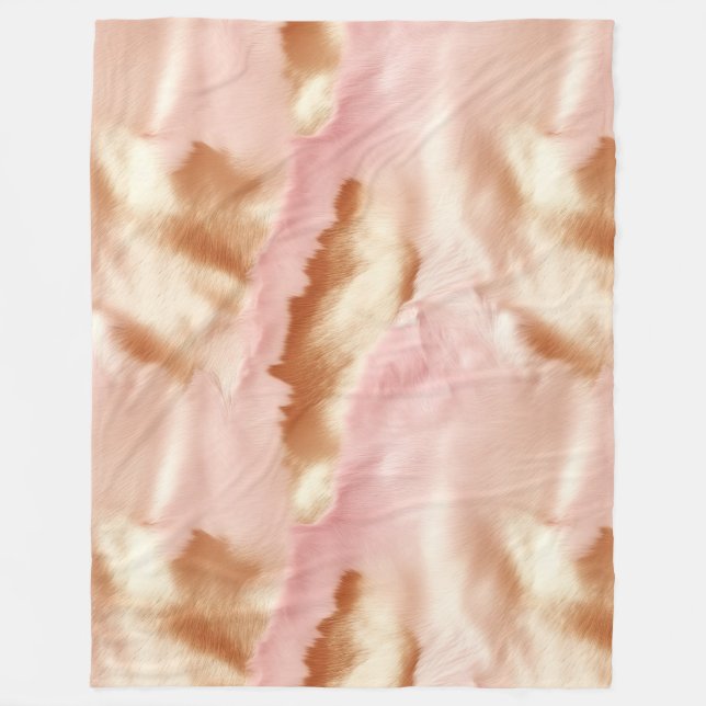 Pink Cream Tan Southwest Cowgirl Cowhide Fleecefilt (Framsidan)