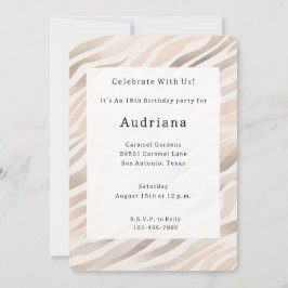 Pink Cream Zebra Animal Print Birthday Inbjudningar