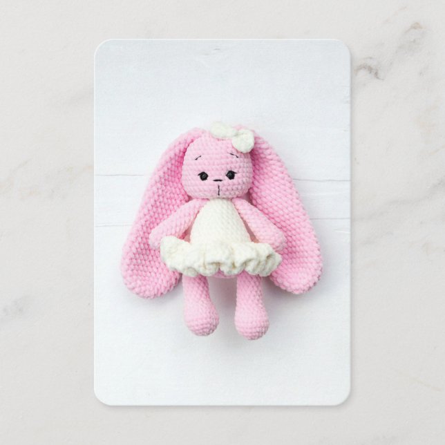 Pink Crochet Bunny – Soft Handmade Aesthetic Tilläggskort (Framsida)