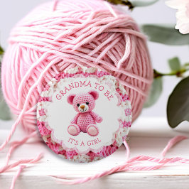 Pink Crocheted Teddy Bear | Grandma to Be Knapp