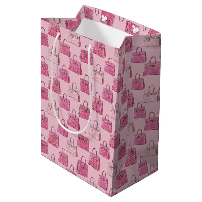 Pink Crocodile Handbag Fashion Pattern on Blush (Baksidan Vinklad)