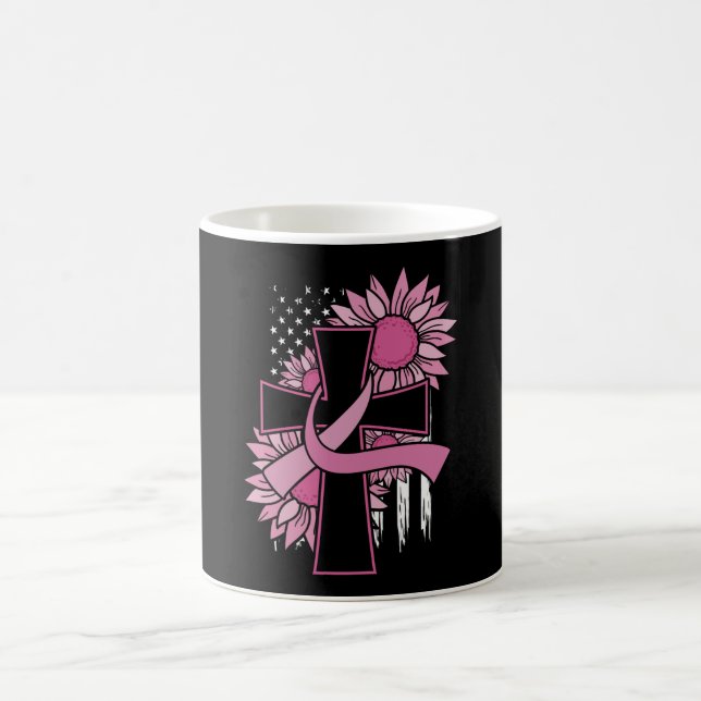 Pink Cross Faith Christian Breast Cancer Awareness Kaffemugg (Center)