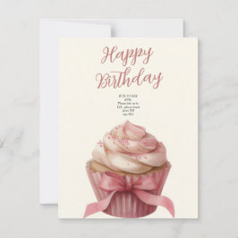 Pink cupcake Birthday Celebration invitation Anteckningskort