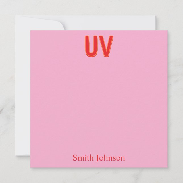 Pink Custom Monogram Stationery Inbjudningar (Framsida)