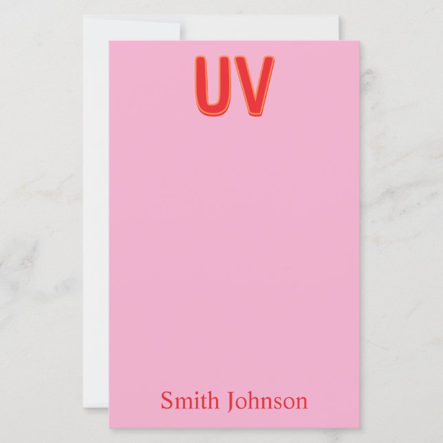 Pink Custom Monogram Stationery Note Card (Framsida)