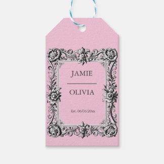 PINK Custom Victorian Scroll Frame – wedding Presentetikett