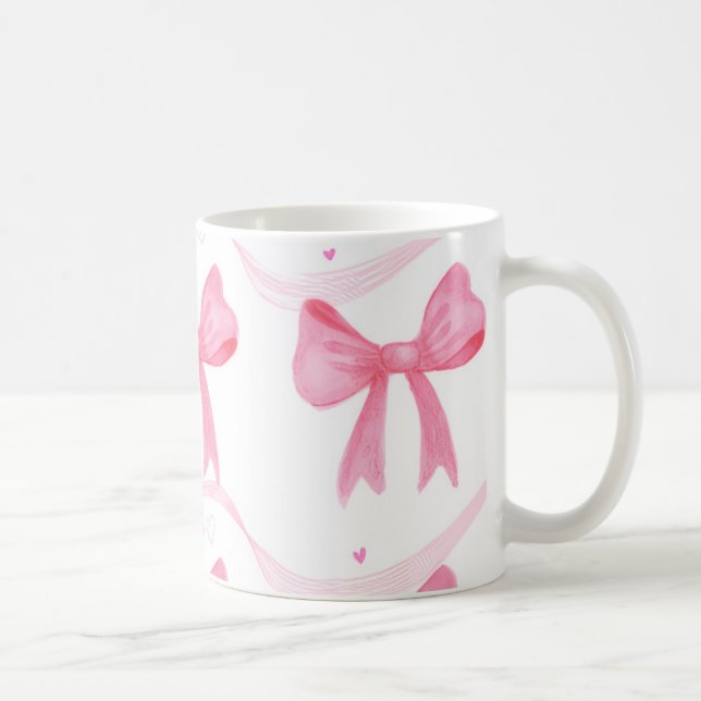 Pink,cute coffee mug with bowa kaffemugg (Höger)