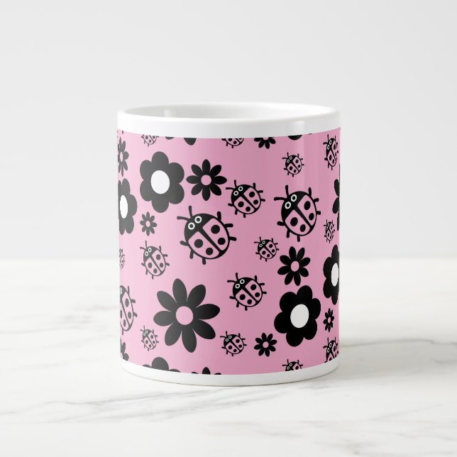 Pink Cute Ladybug Kids Jumbo Mugg (Framsidan)