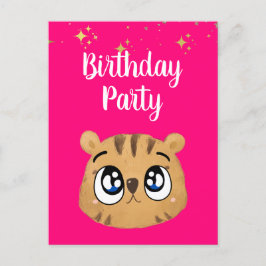 Pink Cute little tiger Vykort