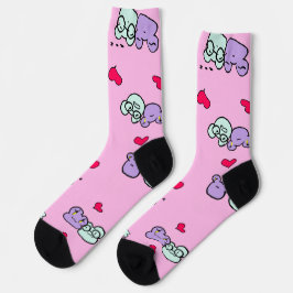 Pink cute socks featuring Girlie and her frog
