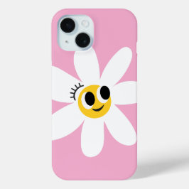 Pink Cute White Daisy IPhone 15 Case
