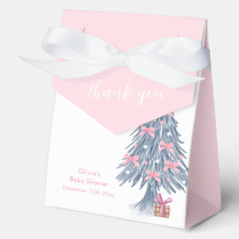Pink Cute Winter Bow Christmas Tree Baby Shower Presentaskar