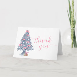 Pink Cute Winter Bow Christmas Tree Baby Shower Tack Kort