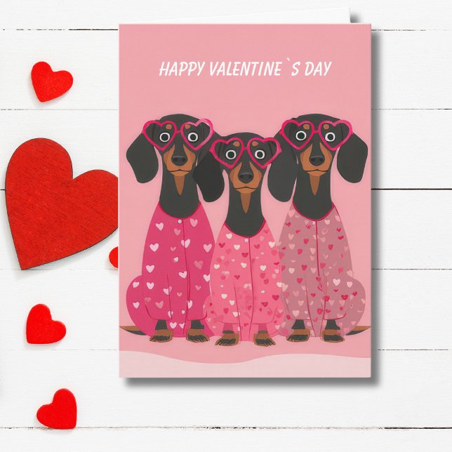  Pink Dachshund Valentine’s Day Card Helgkort (Skapare uppladdad)