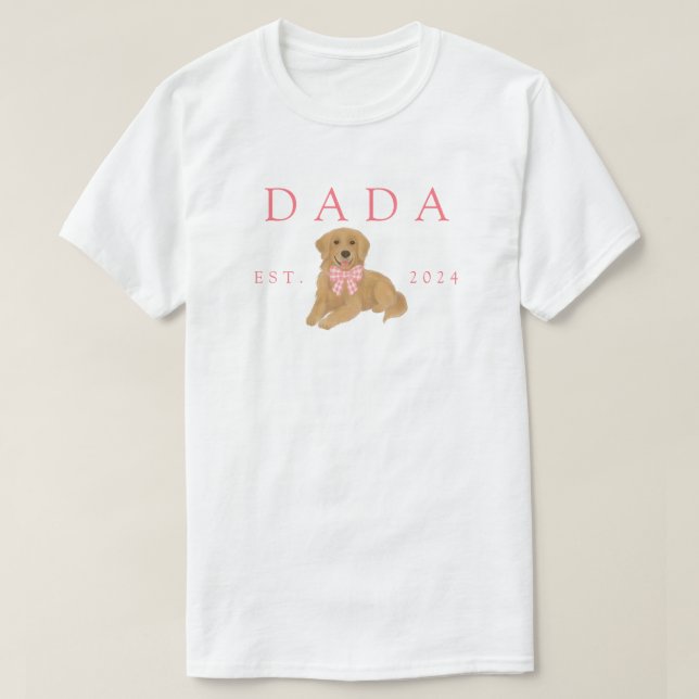 Pink Dada Golden Retriever Födelsedag T Shirt (Design framsida)